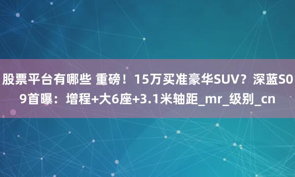 股票平台有哪些 重磅！15万买准豪华SUV？深蓝S09首曝：增程+大6座+3.1米轴距_mr_级别_cn