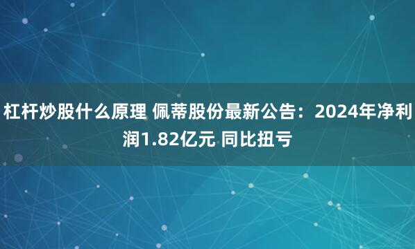 杠杆炒股什么原理 佩蒂股份最新公告：2024年净利润1.82亿元 同比扭亏