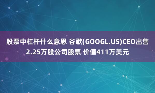 股票中杠杆什么意思 谷歌(GOOGL.US)CEO出售2.25万股公司股票 价值411万美元